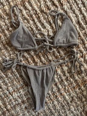 PacSun Shimmery Taupe Triangle String Bikini Set